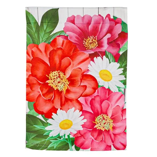 2024 Neue hochwertige Blumen Baumwollleinen 100% Polyester Stoffe Frühling dekorative Kampagne Indoor Outdoor Verwendung Garten Flagge