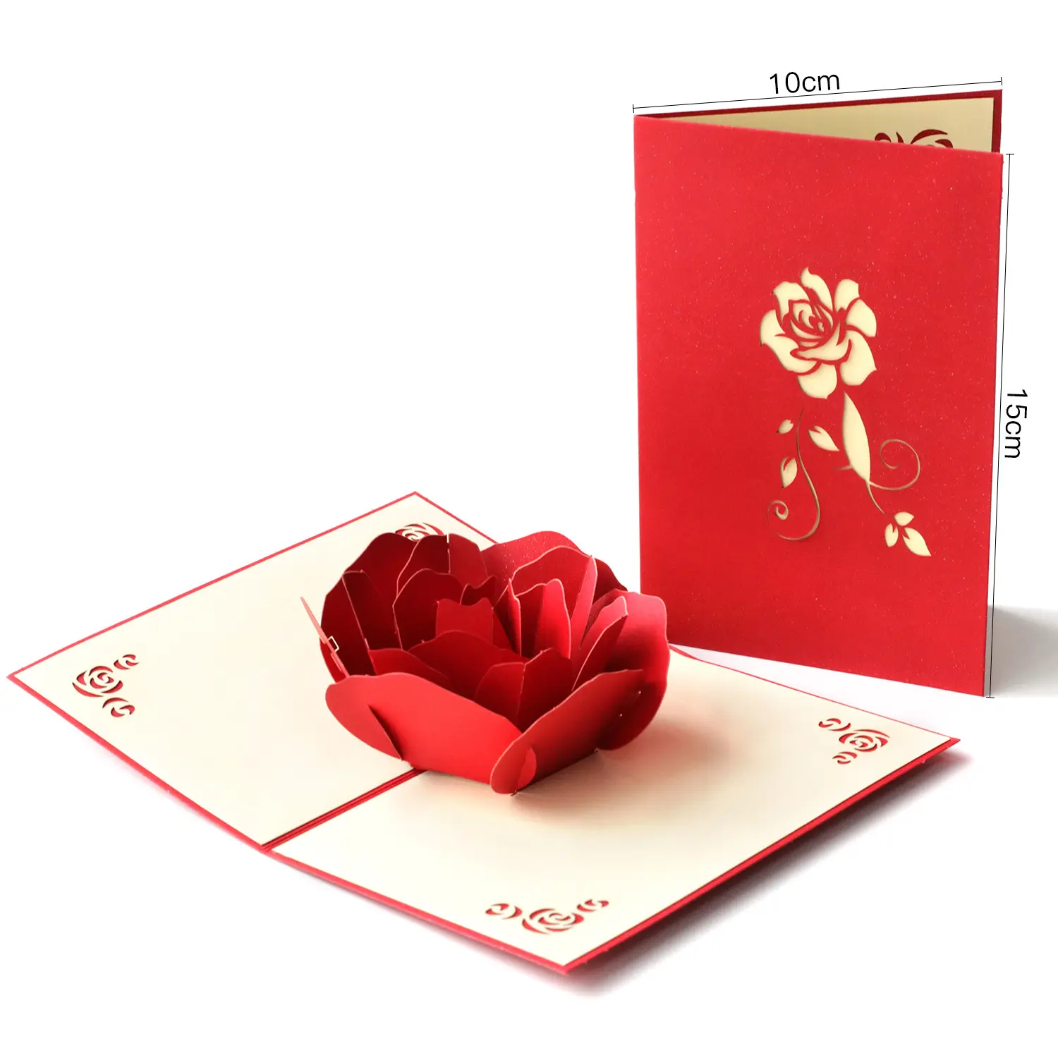 3d Papier Afdrukken Cadeaubon Met Pop-Up Roos Scherp Voor Valentijnsdag En Bruiloft Uitnodiging Wenskaart Verpakt Met Envelop