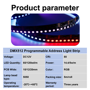 Suministro de fábrica DMX512 programable RGBIC SMD5050 cinta de píxeles tira de LED direccionable 12V para iluminación del hogar SM18512 UCS512