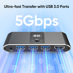 USB 3.0 HDMI <strong>KVM</strong> <strong>Switch</strong> <strong>1</strong>.4 for <strong>2</strong> Computers with 8K HDMI Video 5Gbps USB Ports <strong>Switch</strong>
