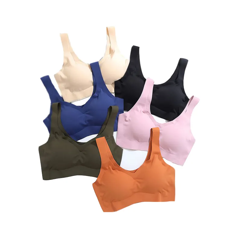 Soutien-gorge de sport sans couture pour femmes et filles, T Shirt, sans couture, confortable, pour dormir, pour tous les jours, été,