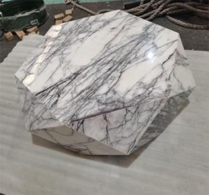 世辉定制奢华天然石材客厅家具多边形时尚白色大理石菱形大理石茶几
