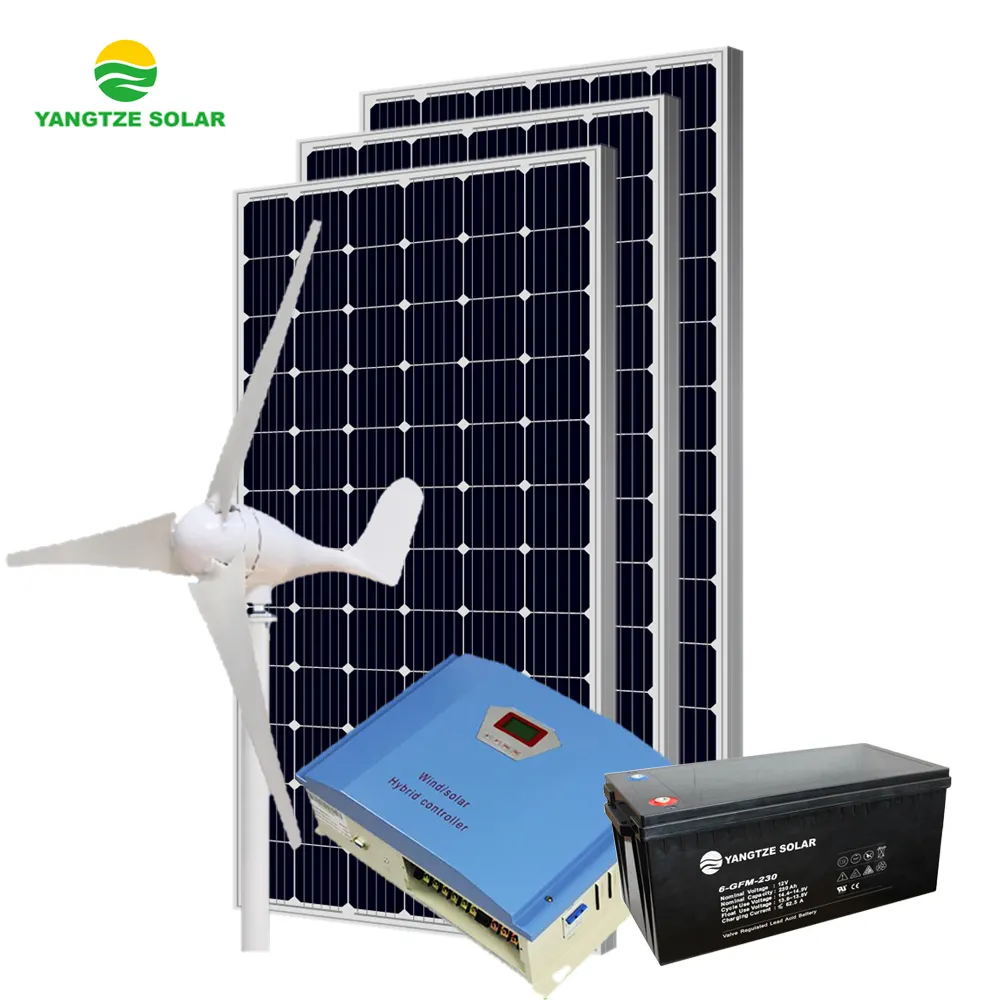 Yangtze turbina di vento solare sistema ibrido 1kw tetto turbina eolica e pannello solare sistema ibrido per la vendita