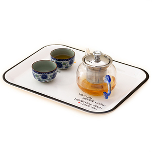 定制印刷矩形三聚氰胺服务托盘白色矩形三聚氰胺托盘 - Product Image 3