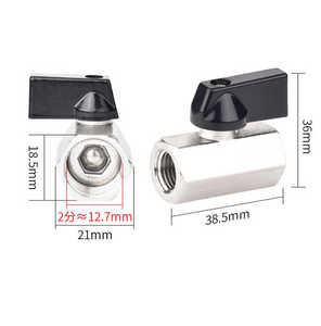 TKFM Both Female Connection Stainless Steel 304 Length 38.5mm Mini Ball Valve 1/4 - Product Image 4