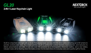Брелок Nextorch GL20, перезаряжаемая лазерная указка белого и красного цвета, используется для учителей - Product Image 5