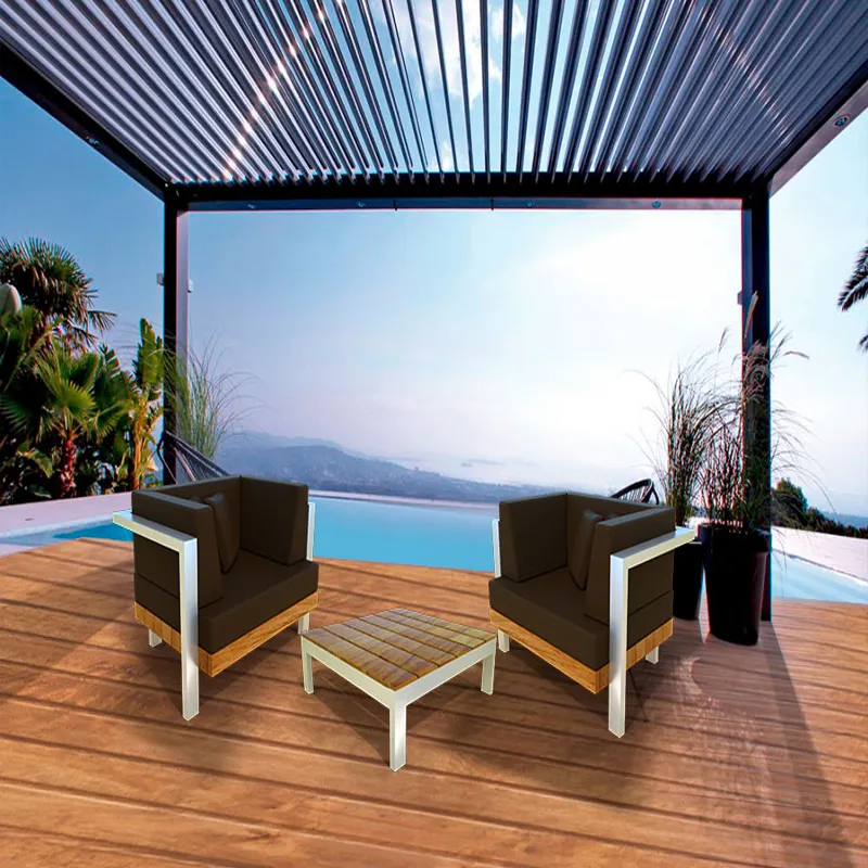 Aluminium Zipped Pvc Side Retractable Outdoor Curtains Pergola With Columns Veranda Roof Canopy