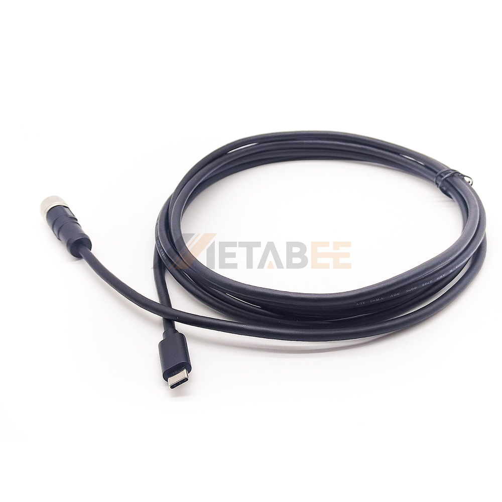 Câble M12 vers USB Type C, Adaptateur d'alimentation industrielle
