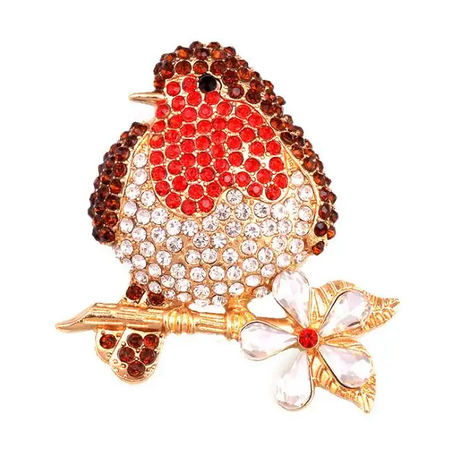 Frete grátis Broches Rhinestone para As Mulheres Pássaro Broche Pin Moda Jóias Colorida Cristal Flor Acessórios