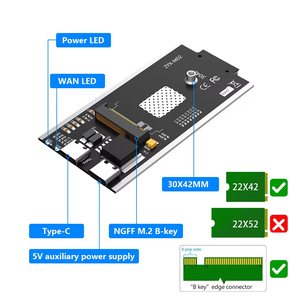 Adattatore NGFF(M.2) a USB 2.0 (tipo C) con Slot per scheda SIM e interfaccia di alimentazione ausiliaria per modulo WWAN/LTE - Product Image 3