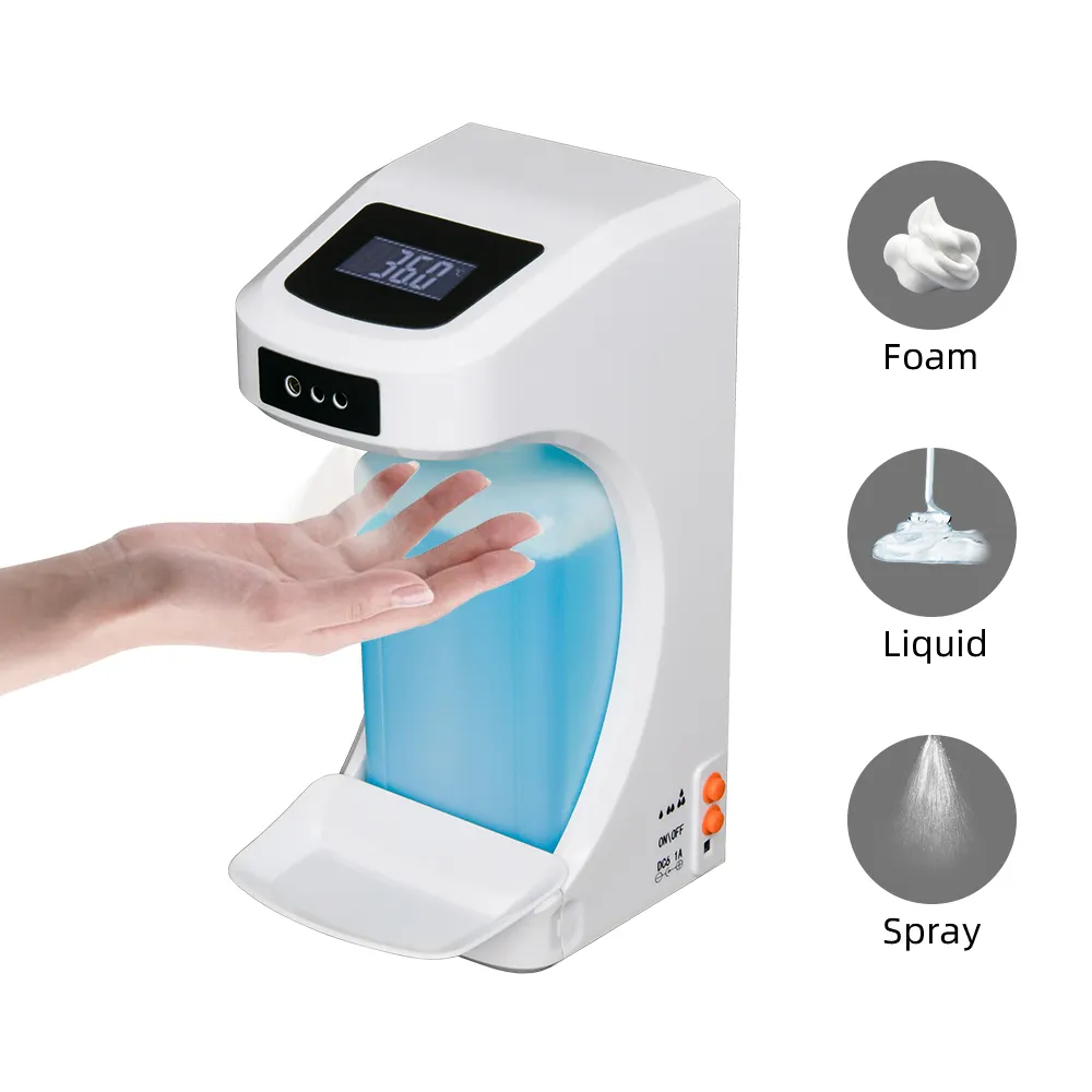 Sensor inteligente mão álcool desinfetante distribuidor Touchless automático mão desinfetante distribuidor com termômetro medida