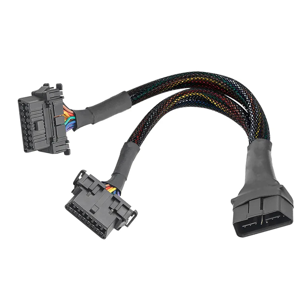 Benutzer definiertes obd2-Verlängerungskabel obd Splitter kabel Obd Ii 16-polig Stecker auf 2 Buchse Auto diagnose werkzeuge obdii obd y Kabel