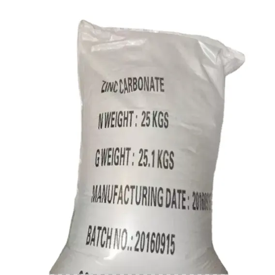 Carbonato de zinc de grado industrial Grado de alimentación Carbonato de zinc básico 57.5% para la industria del caucho con el mejor precio