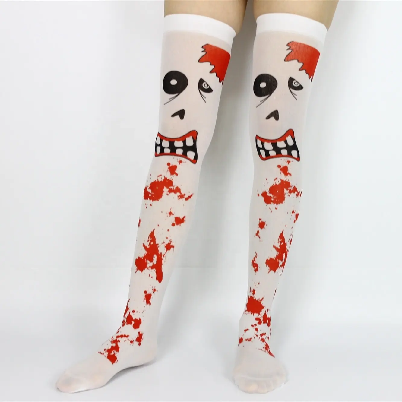 Fabrieksgroothandel Dunne Halloween-Bloedsok Dames Bloederige Vreselijke Kousen Over-De-Knie Dij Sokken Voor Feestkleding