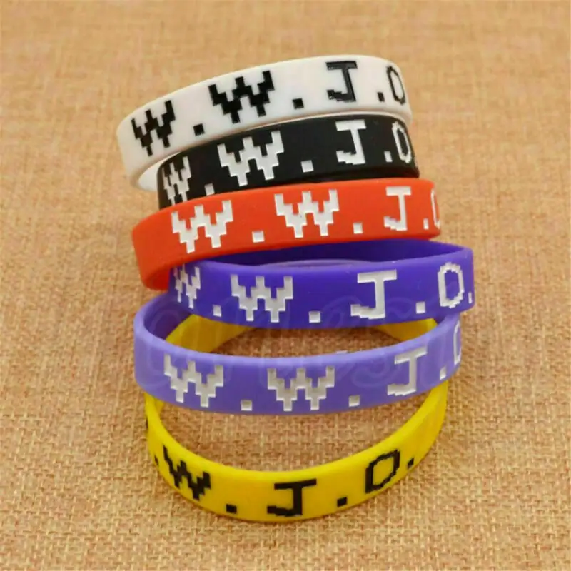 Wwjd pulseira unissex de silicone, joias do tipo jesus de 6 cores