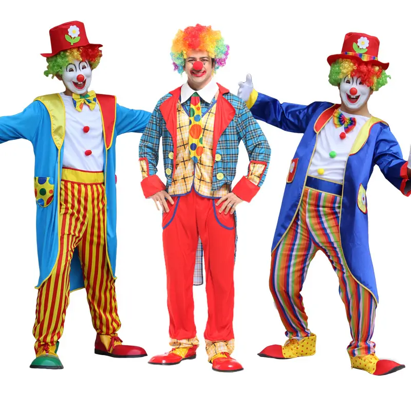 Carnaval Halloween Party Cosplay Costume Clown Costume Vêtements Hommes Fantaisie Clown Costume Adulte