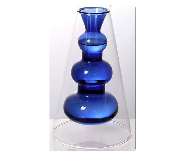BLHトールガラスステム花瓶ピューター型楕円形ガラス花瓶フラワーアレンジメント家の装飾結婚式低Moq