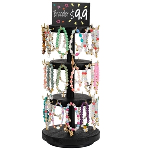 <span class=keywords><strong>Fancy</strong></span> 3-Tier xoay vòng đeo tay bằng gỗ hiển thị đứng tuyệt vời Dung lượng lưu trữ đồ trang sức tổ chức - Product Image 1