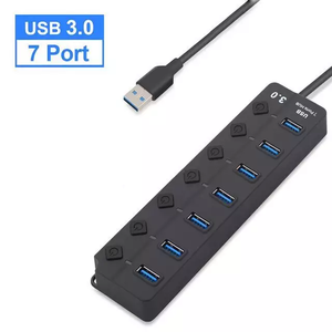 Hub USB 3,0 de alta velocidad, 4 / 7 puertos USB 3,0, interruptor de encendido/apagado, multiordenador portátil, PC, Hub USB 3,0 para PC y ordenador