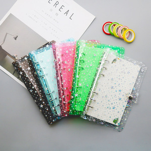 ที่หุ้มโน้ตบุ๊ค PVC สุดสร้างสรรค์เคส A5พีวีซีลายท้องฟ้าดาวน่ารัก A6หกหลุมปลอกหนังสือทรงหลวมฝาพับเมนู