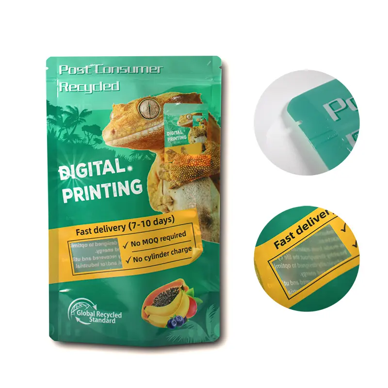 Frosted Plastic ECO friendly Resealable Zipper Bag Snack Nut Food Packaging Drawstring Low MOQ Digital Printing Stand Up Pouch