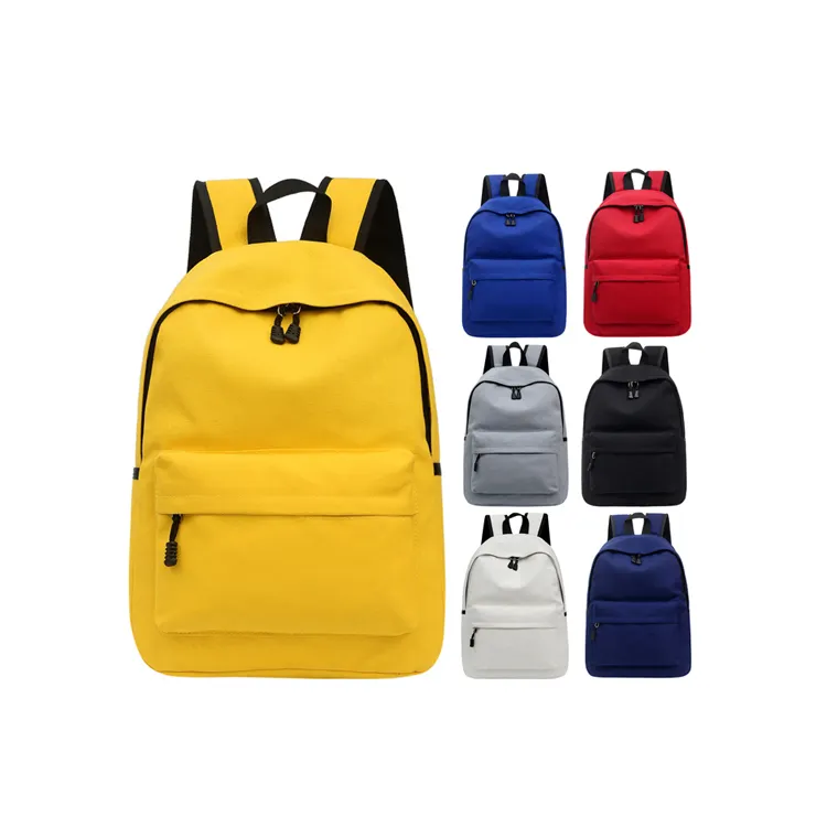 YK13-mochila de lona de color puro para niños y niñas, morral escolar ligero, mochila personalizada