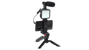 อุปกรณ์ Vlogging บนสมาร์ทโฟน,อุปกรณ์บันทึกปืนลูกซองพร้อมไมโครโฟน LED Video Light ชุด Vlogging พร้อมขาตั้งกล้อง