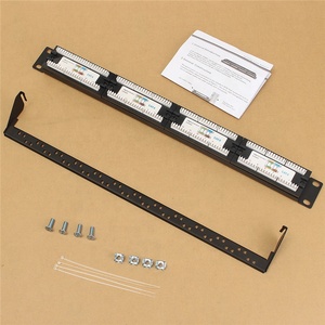 <strong>Patch</strong> <strong>Panel</strong> 19'' 1U Cat5e and Cat6 UTP 24 Ports with Keystone Jack Full Loading in Rack and Cable Connector Use