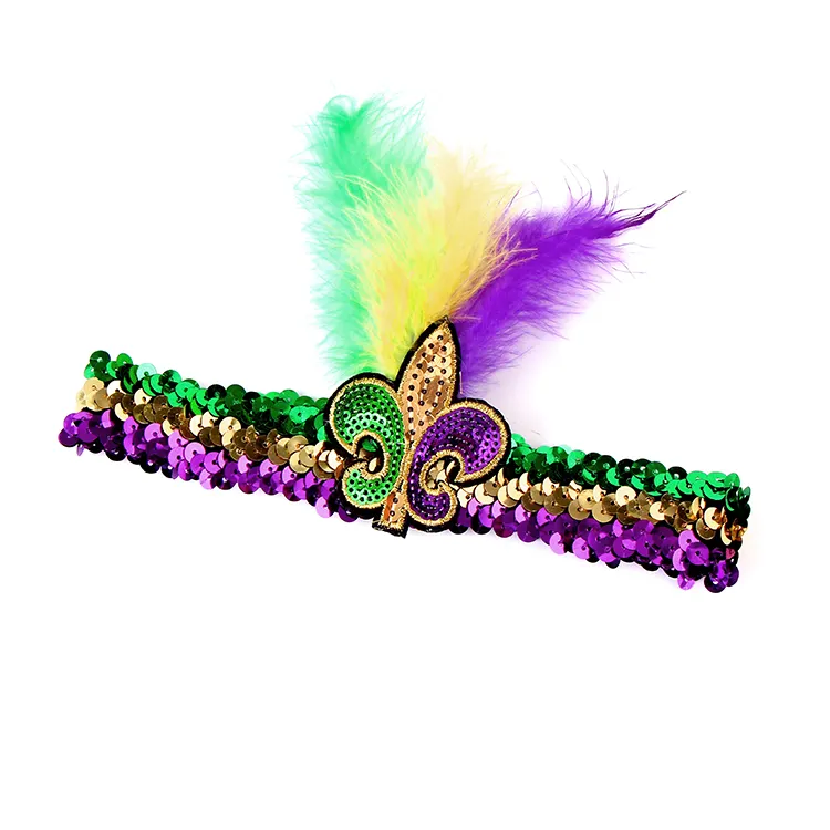 Carnival feather sequins with elastic hairband  hair and women hairband for girls knotted hairband