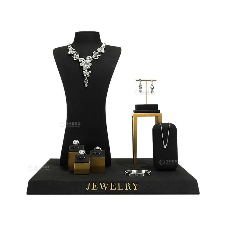 Portagioie di lusso con LOGO personalizzato negozio vetrina espositore gioielli in metallo Set espositore