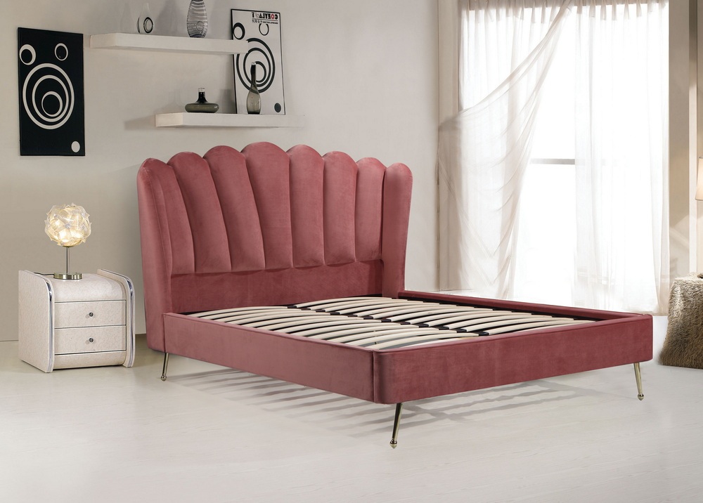 Contemporary Fashion Design Fabric Queen King Size Wood Upholstered Bed