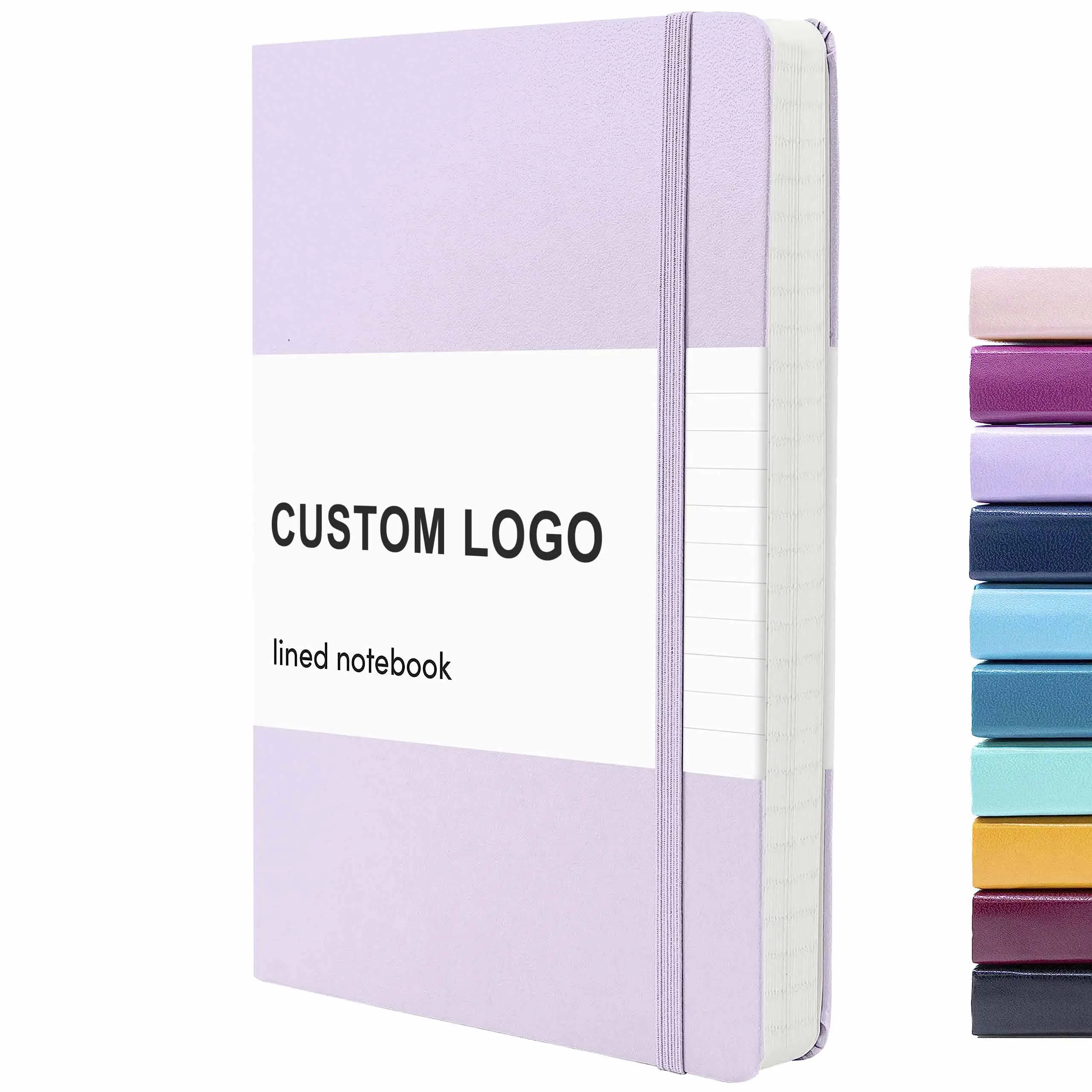 Custom Logo College Lined bergaris Hardcover A5 jurnal PU kulit Notebook