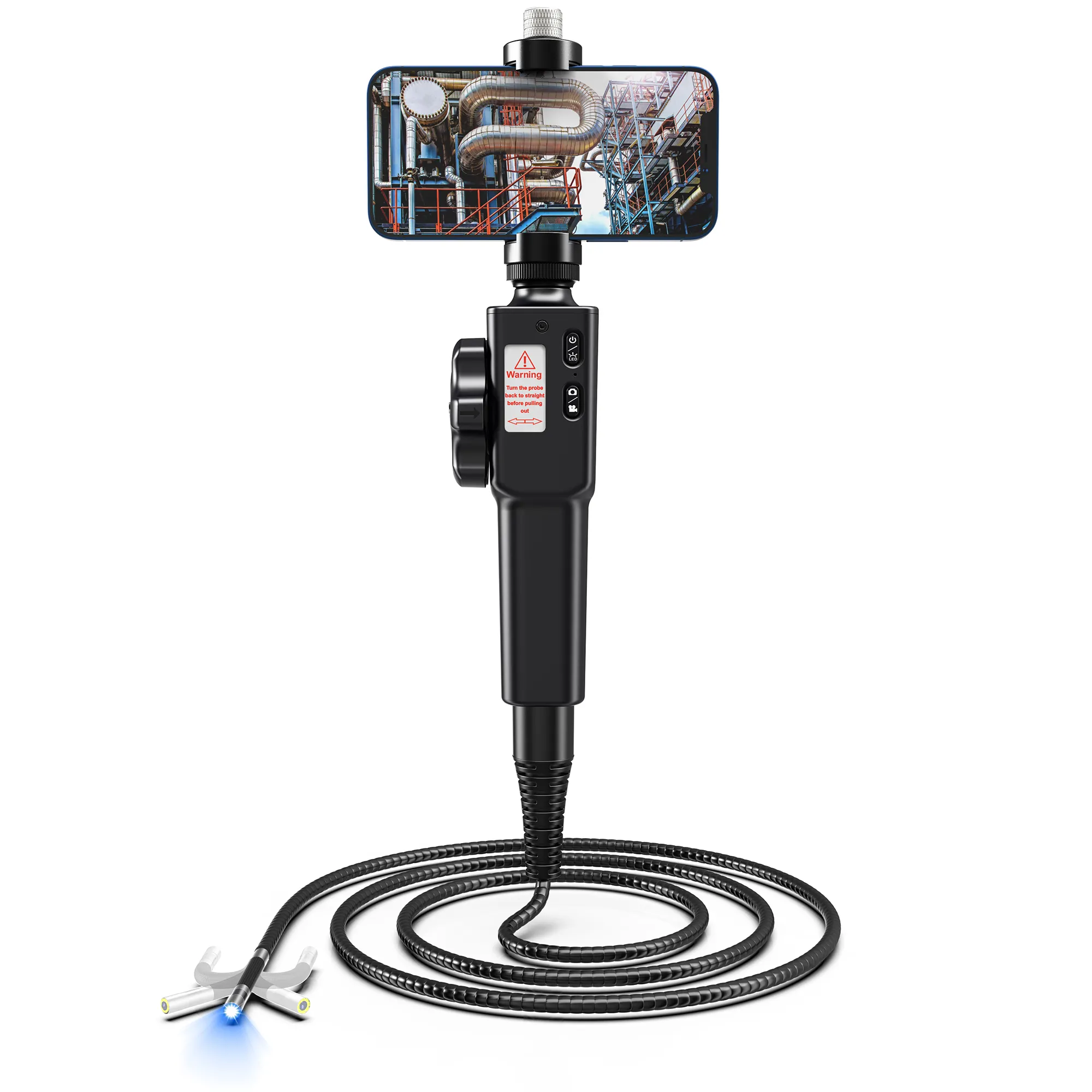 Borescope di alta qualità con testa articolata 5.5Mm 1Mp sonda endoscopica Mobile 2 modi endoscopio con 360 della fotocamera