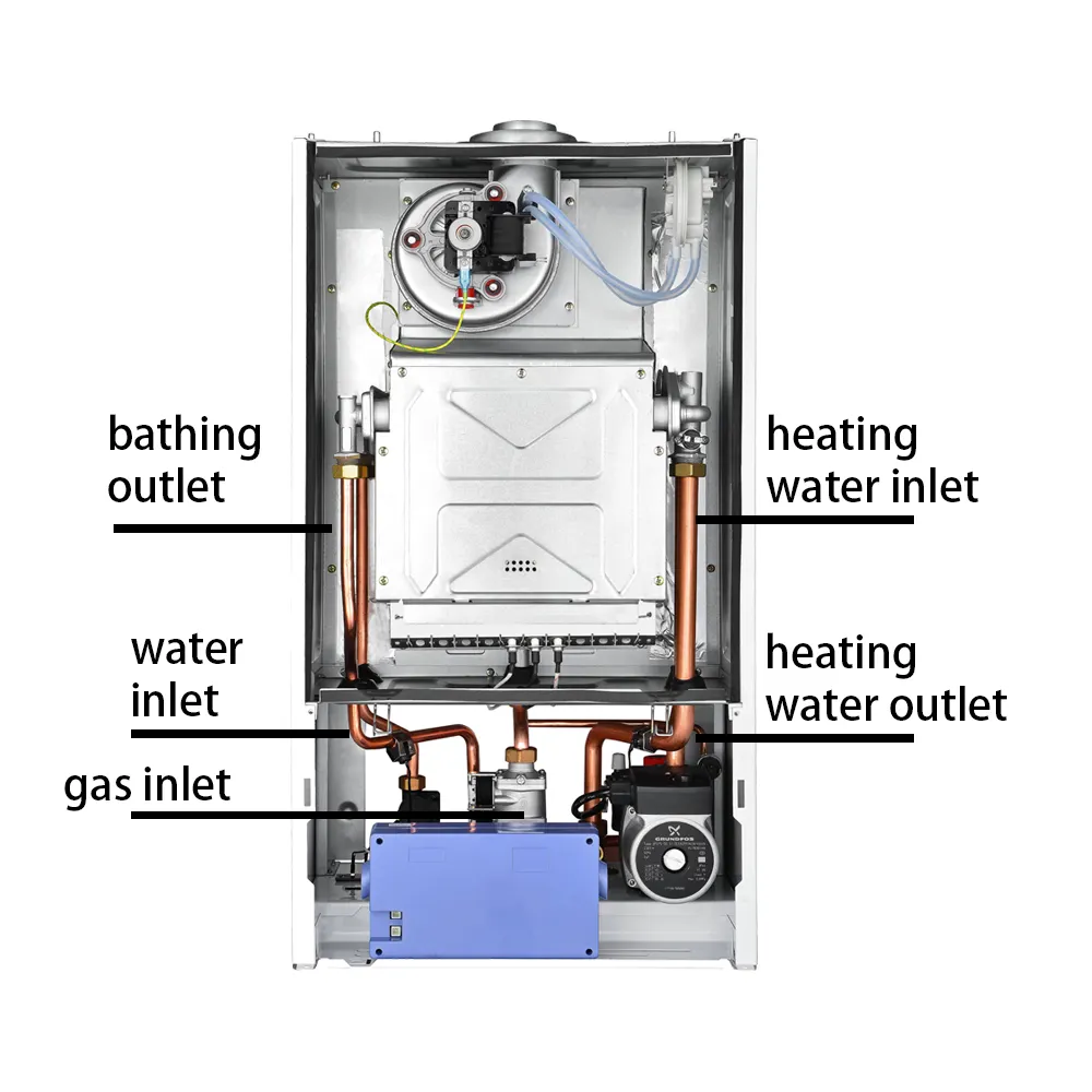 Calentador de agua de 24KW, caldera combi instantánea, calentador de espacio doméstico, caldera de gas, calefacción central, caldera de gas colgada en la pared