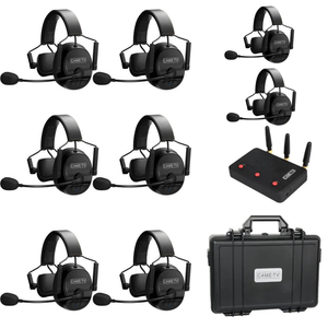 Sistema de comunicación de auriculares de intercomunicación inalámbricos dúplex completo para 8 personas, auriculares de un solo oído, alcance de hasta 1000 pies
