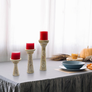 Lotus Vine şamdan sütun mumlar için uygun (beyaz balmumu, 3-piece Set) Mango ahşap şamdan seti masa merkezi için kullanılan D - Product Image 4