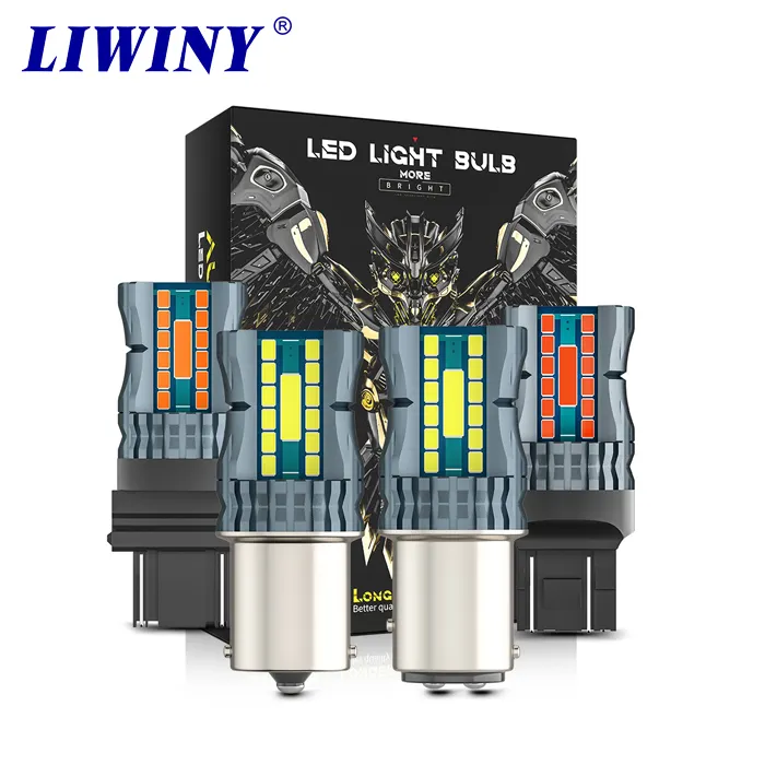 Liwiny รถไฟเบรค Strobe T20 LED P21/5W Bay 15D 1157 1156 Ba15S 7443 5630 24SMD ฟองสีแดงกระพริบ LED Stop Light 12V