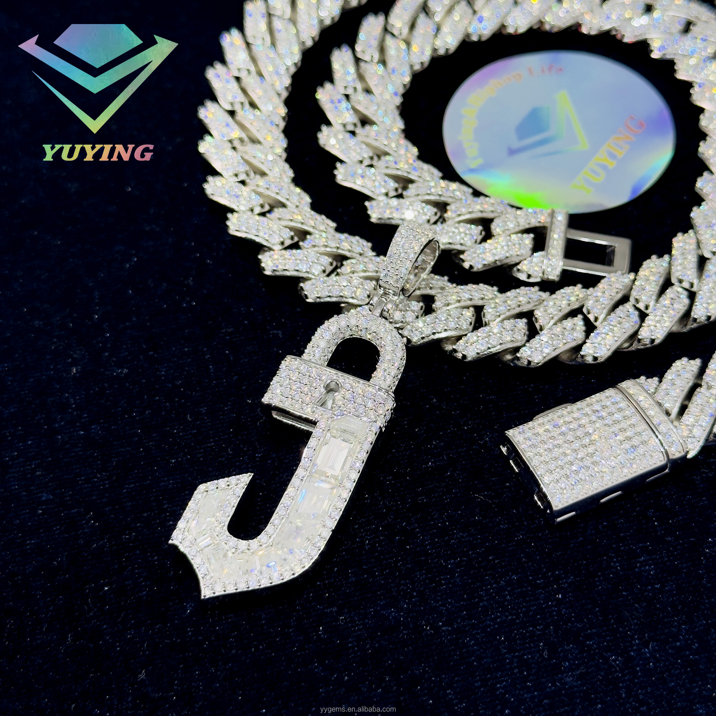 Pendentif clé-moissanite argent