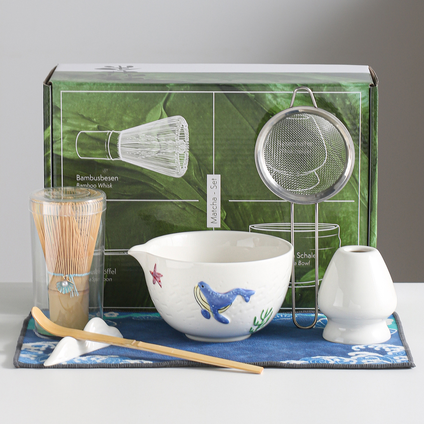 Whale matcha 7 piece set- green box