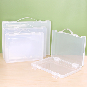 YUZMEI, contenedor de plástico A4, organizador de archivos, diseño transparente, caja de archivos de almacenamiento de documentos, estuches de proyectos portátiles de plástico A4 con asa - Product Image 2