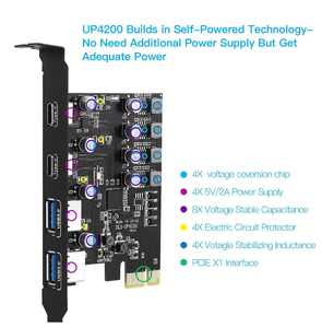 pci express pci e卡2端口USBA/ USBC 5Gbps USB3.2 Gen1 USB3.0 PCIE卡扩展附加卡适配器e pci - Product Image 6