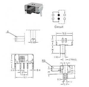 オリジナルSK-22D02 2P2T 5mmトグルスイッチ6ピン水平二重スライドスイッチ - Product Image 4