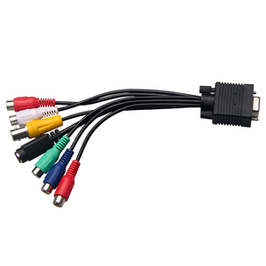 Hd15 enchufe macho VGA RCA Av convertidor Cable estéreo, VAG y 6 Rca adaptador de S-AV Cable de salida, s-video Cabo línea 6RCA VGA