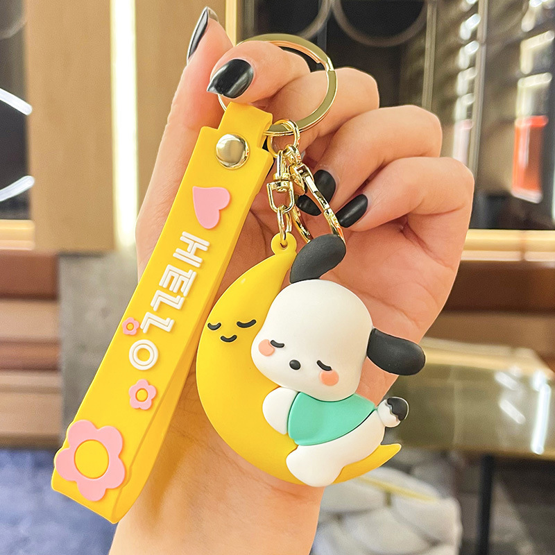 Fruit sanrio-pompompurin hugging a banana