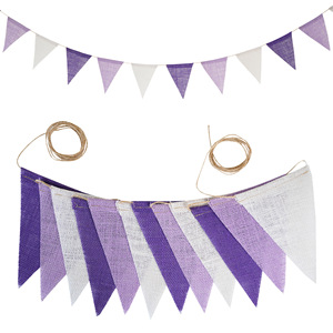 Banderín triangular de lino amarillo desteñido de 12 cuentas, banderines, decoración rústica de boda, banderas colgantes, pancarta de cadena para fiesta temática Bohemia - Product Image 2