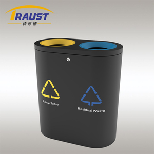 Traust 100L 2合1室内公共SUS立式垃圾桶无盖工厂分类垃圾箱垃圾容器 - Product Image 5