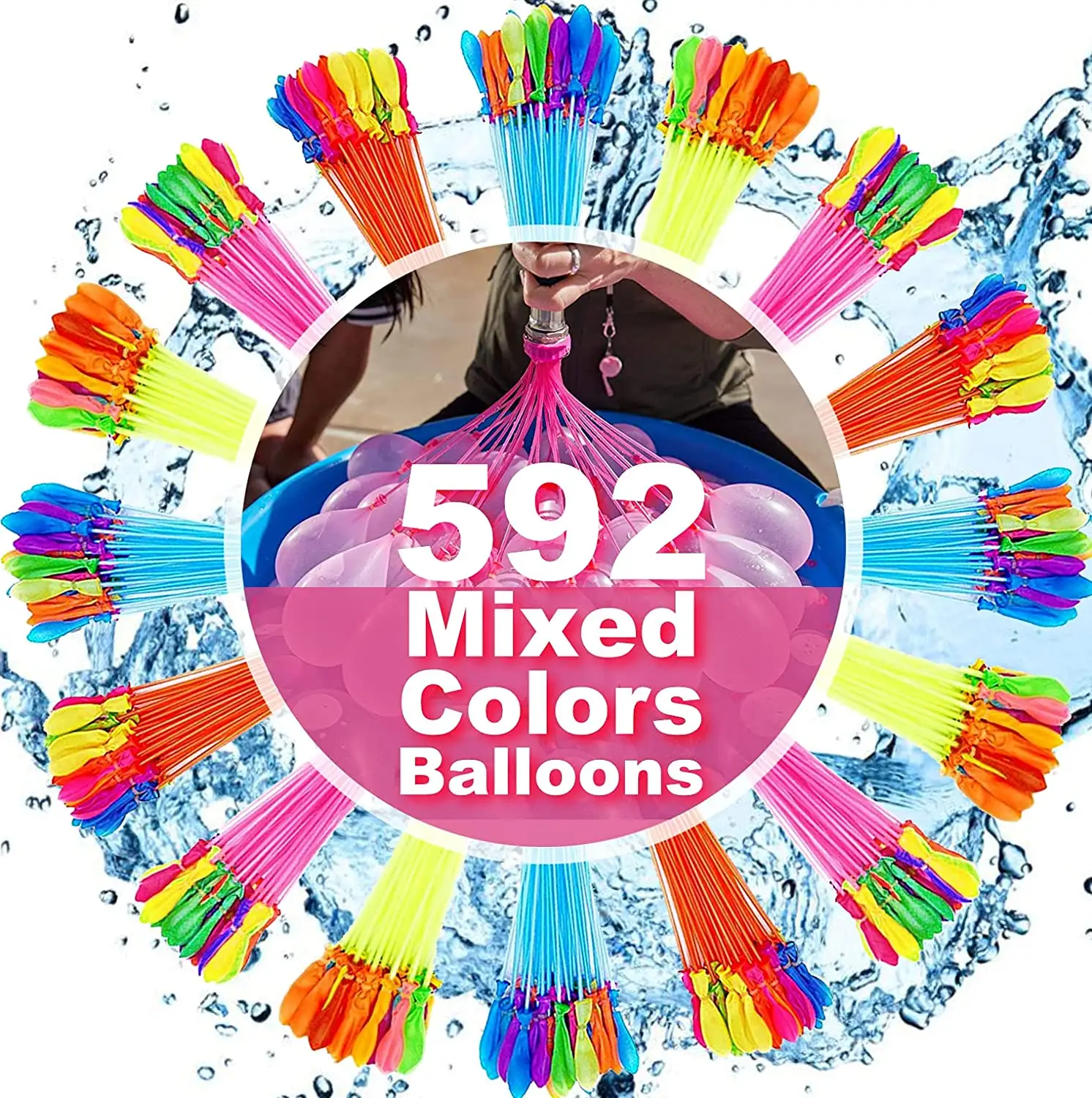 Ballon à eau auto-scellant facile rapide 592 pcs remplissage rapide en moins de 60 secondes multicolore adultes enfants ballons à remplissage rapide