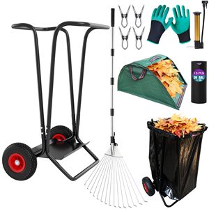 Jh-mech cỏ ngoài trời lá Túi chủ với lá máng kim loại 39 gallon dây rút túi rác di động chủ - Product Image 1