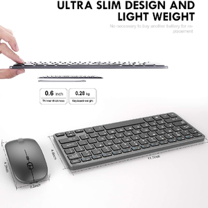 Modo dual Magic Multimedia recargable teclado inalámbrico ratón Combo compacto delgado para teclado Bluetooth ratón LED retroiluminado Mini - Product Image 3