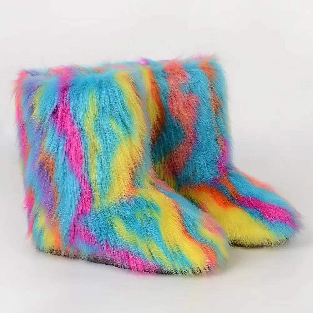 Oferta especial, botas de nieve de felpa de piel, zapatos informales de invierno para mujer, Moda de Primavera 2023, botas de nieve de invierno, botas de camuflaje de invierno para nieve de piel